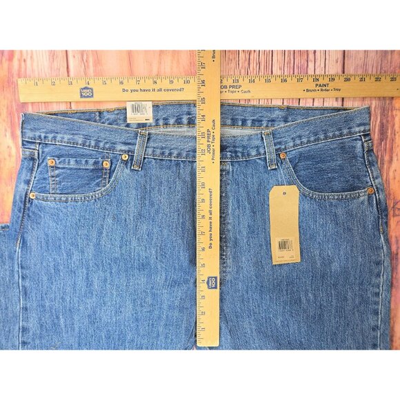 Levis 501 Original Fit Mens Jeans 42X32 Blue Denim Button Fly Straight Leg - Picture 9 of 10